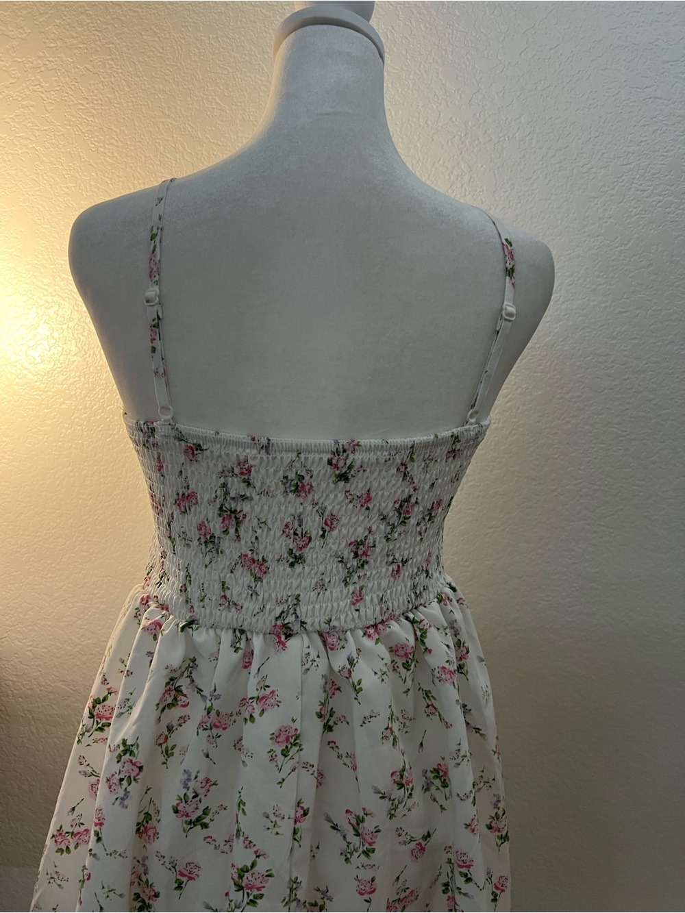 White Floral Coquette Milkmaid Dress Smocked Bow Cottagecore Youth 11Y XS - Picture 4 of 6